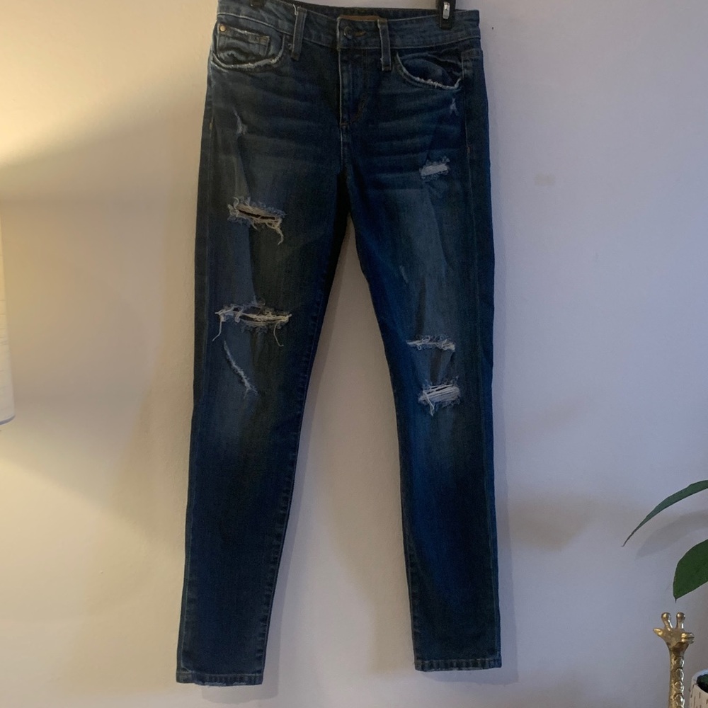 Joe's Jeans Dark Blue Distressed Skinny Jeans - Preloved